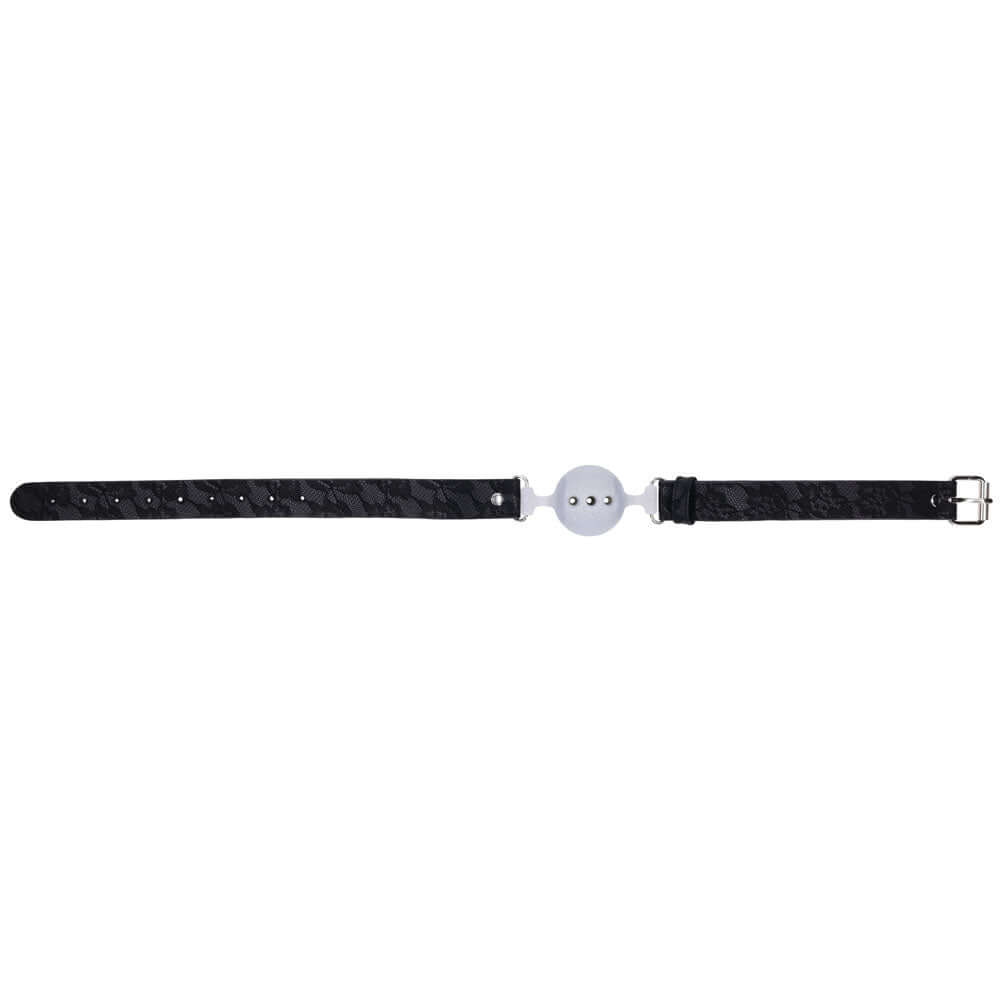 Sex & Mischief Lace Silicone Breathable Ball Gag - Black/Grey Mouth Restraint